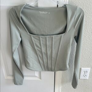 Abercrombie & Fitch Women's Light Green Square Neck Blouse